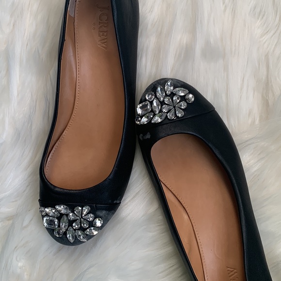 Black J. Crew ballet flats with gems - Picture 3 of 4